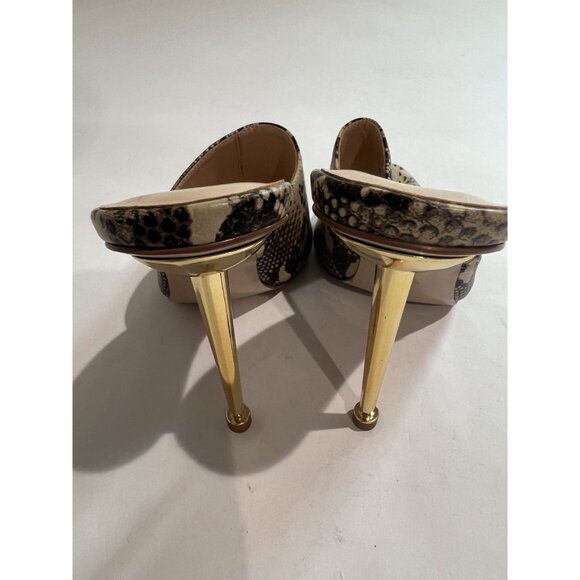 Femme Heeled Mules in Python Gold - Picture 4 of 7